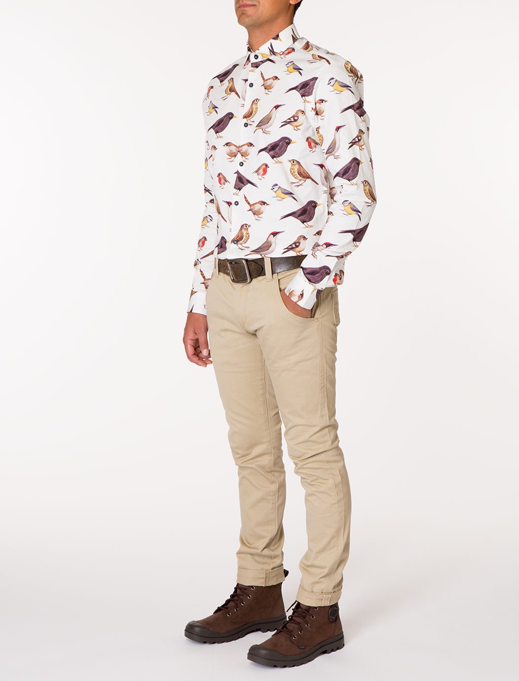 WALT Bird Print Long Sleeve Woven Shirt